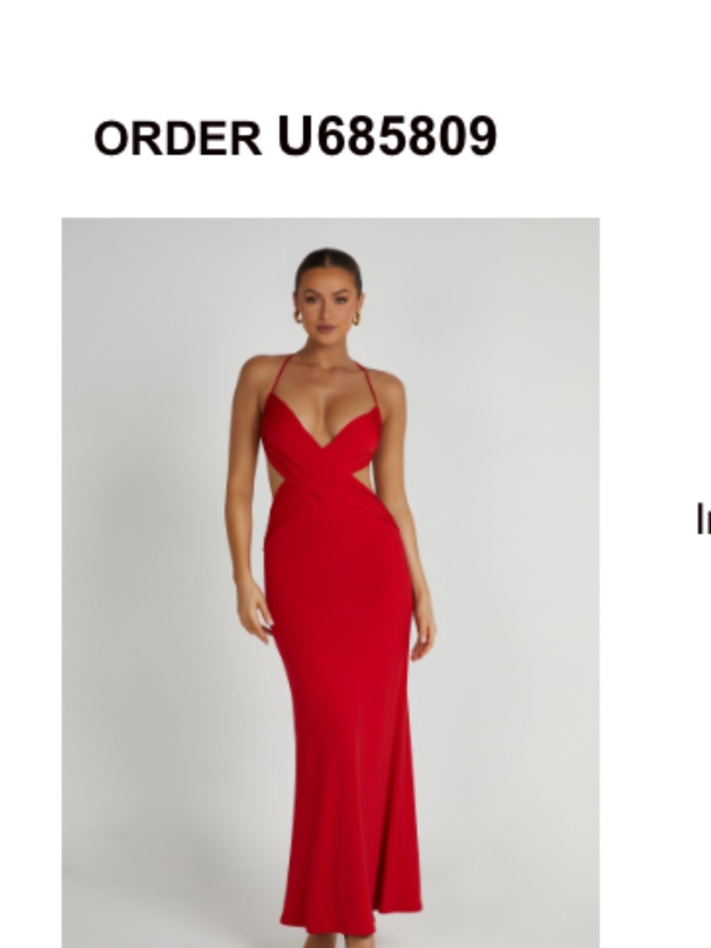 Meshki Red Backless Cutout Evening Gown